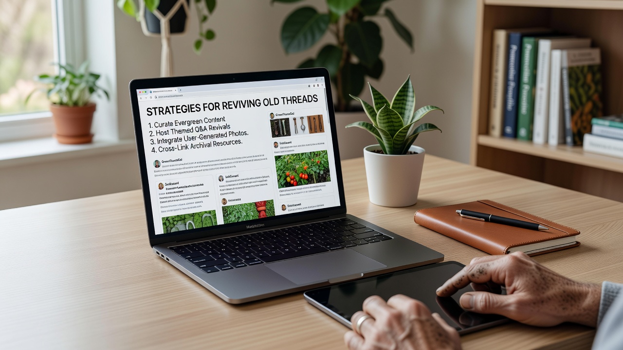 Close-up view of gardeners sharing photos of revived seedlings in an online community thread